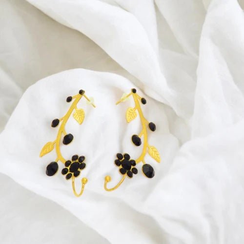 Ατσάλινα καρφωτά σκουλαρίκια λουλούδι 4.3cm επιχρυσωμένα (E3023) - charmy.gr