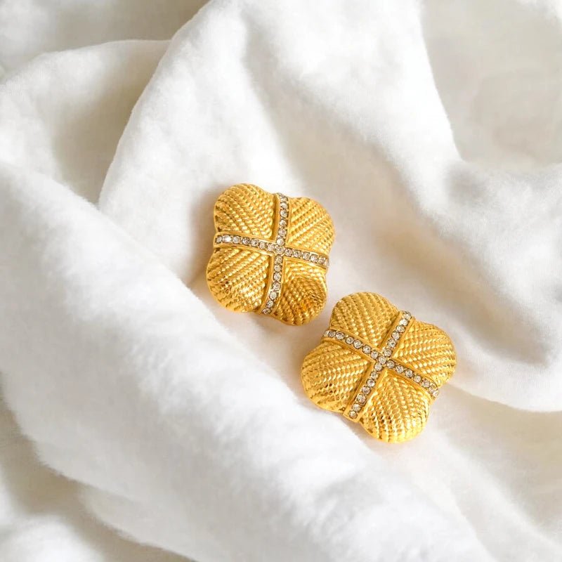 Ατσάλινα καρφωτά σκουλαρίκια με ζιργκόν 1.8cm (E1532) - charmy.gr