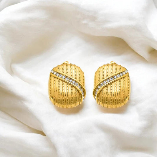 Ατσάλινα καρφωτά σκουλαρίκια με ζιργκόν 3cm (E1530) - charmy.gr