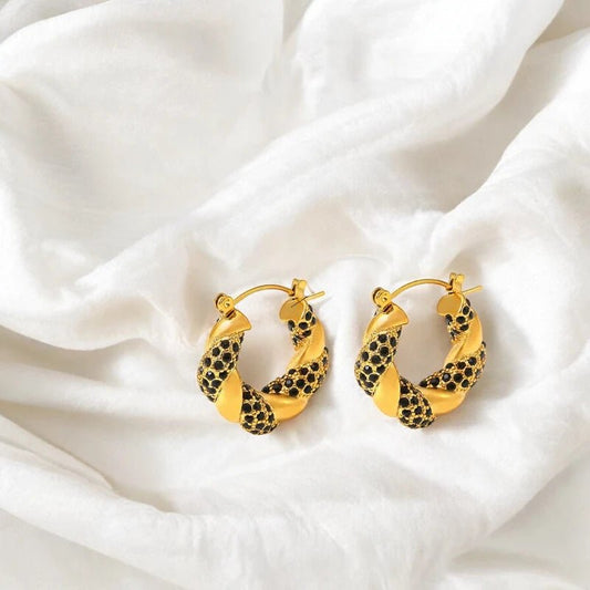 Ατσάλινα κρίκοι επιχρυσωμένοι με ζιργκόν 3cm (E1533) - charmy.gr