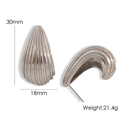 Ατσάλινα σκουλαρίκια καρφωτά σχήμα σταγόνα 3cm (E1383)