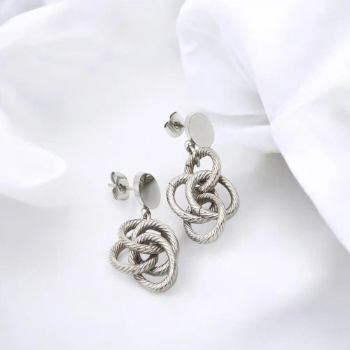 Ατσάλινα σκουλαρίκια κρεμαστά 1.3cm (E3006) - charmy.gr