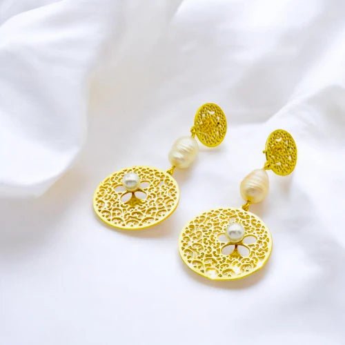 Ατσάλινα σκουλαρίκια κρεμαστά 2.8cm επιχρυσωμένα (E3005) - charmy.gr