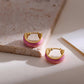 Ατσάλινα σκουλαρίκια κρικάκια με ροζ σμάλτο 1.6εκ (E1399)