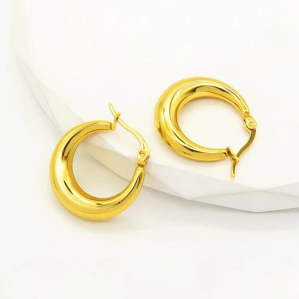 Ατσάλινα Σκουλαρίκια Κρίκοι Hollow - Διάμετρος 2.2cm (E3127) - charmy.gr