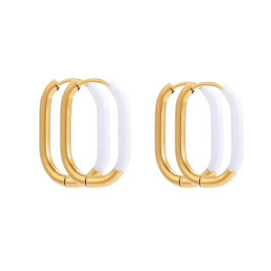 Ατσάλινα σκουλαρίκια κρίκοι χρώμα άσπρο (E1575) - charmy.gr