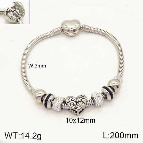 Ατσάλινη αλυσίδα χεριού ασημί με charms καρδιά (B3004) - charmy.gr