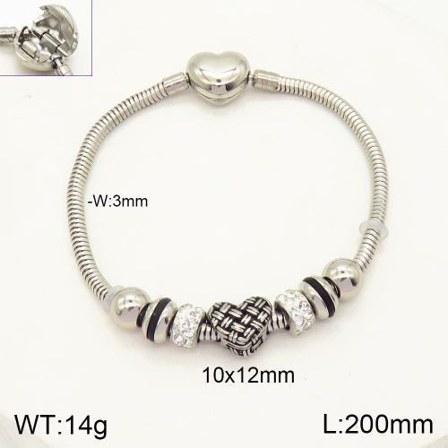 Ατσάλινη αλυσίδα χεριού ασημί με charms καρδιά (B3006) - charmy.gr