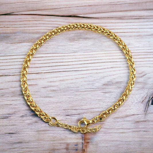 Ατσάλινη αλυσίδα χεριού επιχρυσωμένη πάχος 5 χιλιοστά (B1348) - charmy.gr