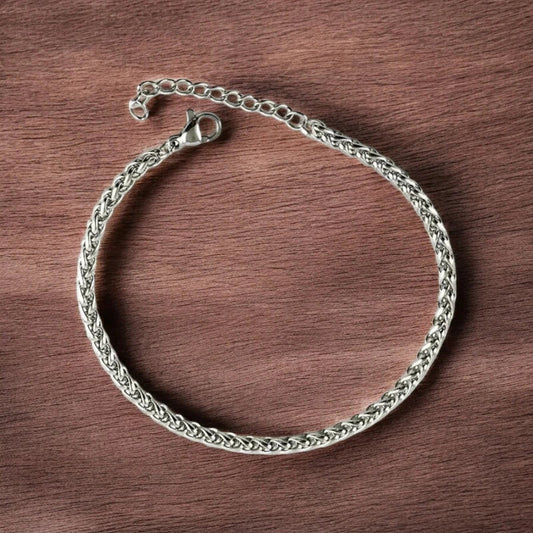 Ατσάλινη αλυσίδα χεριού χρώμα ασημί πάχος 3 χιλιοστά (B1342) - charmy.gr