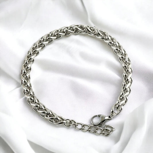 Ατσάλινη αλυσίδα χεριού χρώμα ασημί πάχος 6 χιλιοστά (B1345) - charmy.gr
