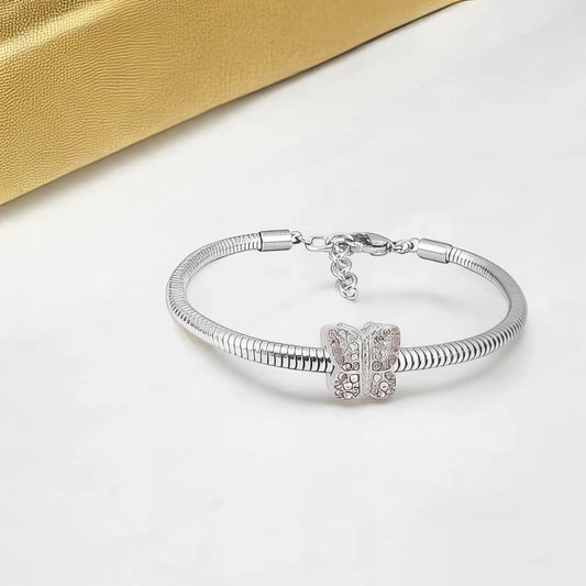 Ατσάλινο βραχιόλι με charm (B3282) - charmy.gr