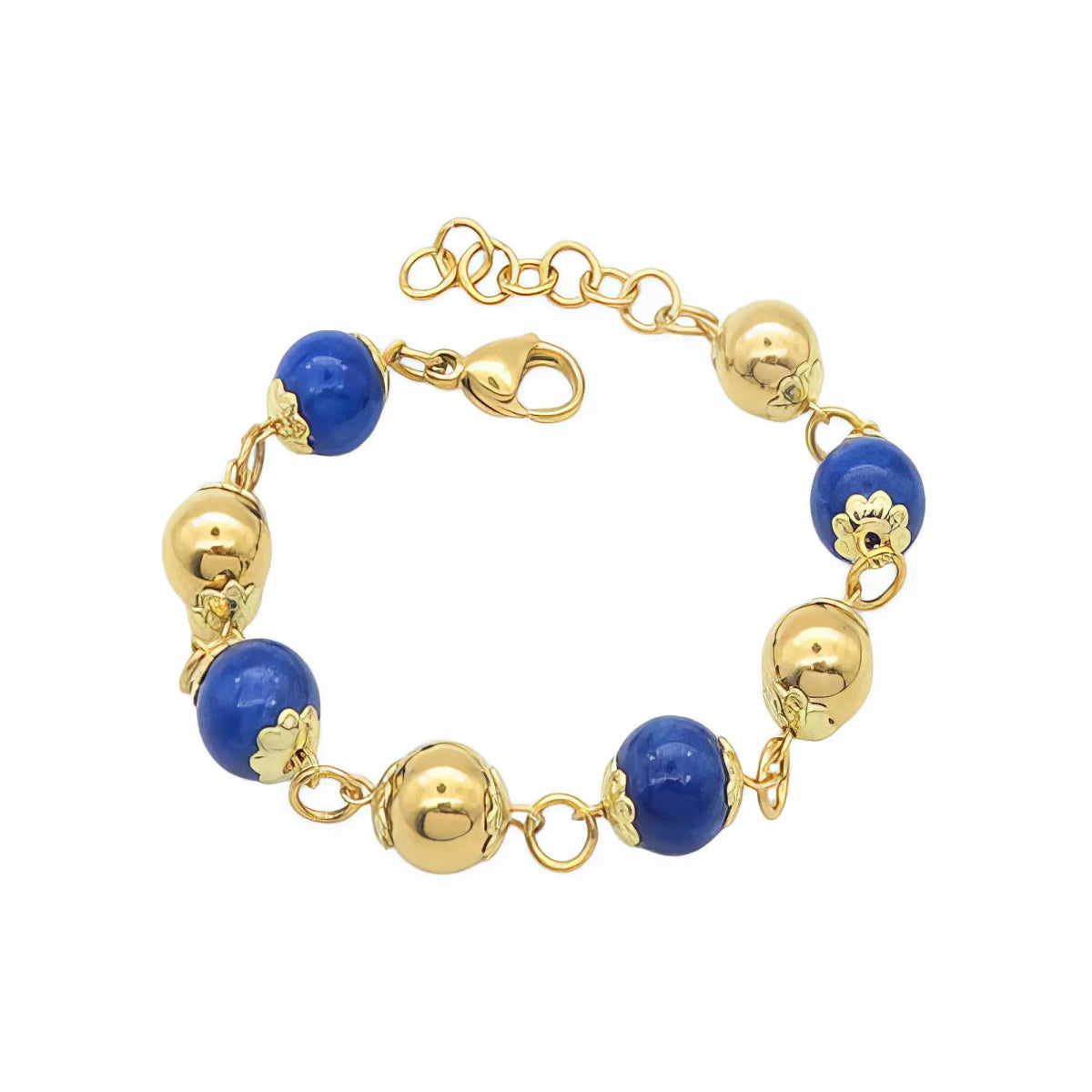 Ατσάλινο βραχιόλι με χάντρες (B3085) - charmy.gr