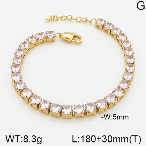 Ατσάλινο βραχιόλι ριβιέρα με διαφανή ζιργκόν (B3115) - charmy.gr