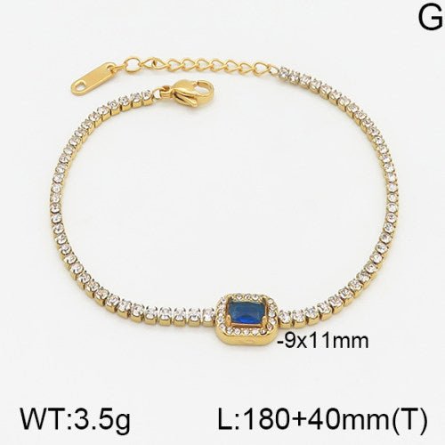 Ατσάλινο βραχιόλι ριβιέρα με μπλε πέτρα 18k (B3056) - charmy.gr