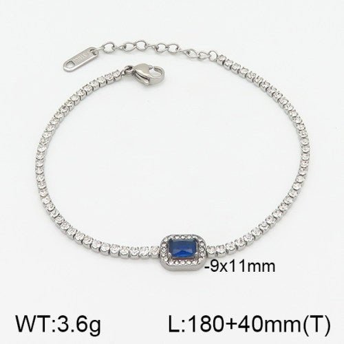 Ατσάλινο βραχιόλι ριβιέρα με μπλε πέτρα ζιργκόν (B3061) - charmy.gr