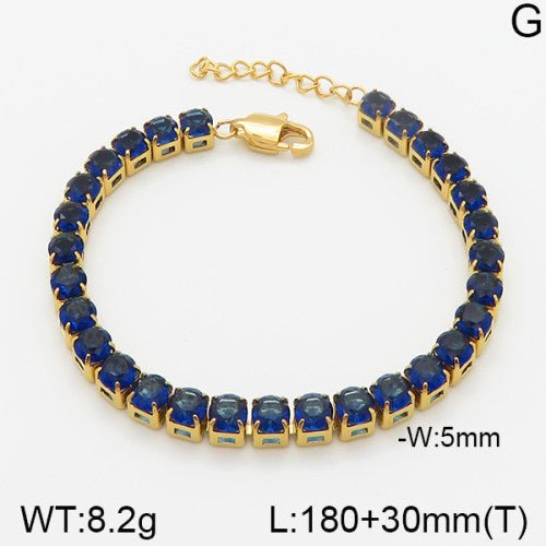 Ατσάλινο βραχιόλι ριβιέρα με μπλε ζιργκόν (B3114) - charmy.gr