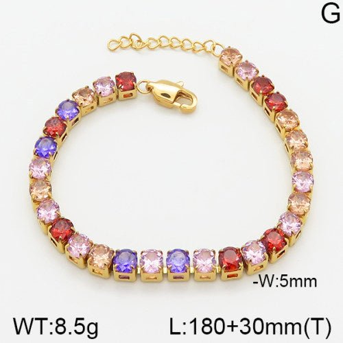 Ατσάλινο βραχιόλι ριβιέρα πολύχρωμα ζιργκόν (B3112) - charmy.gr