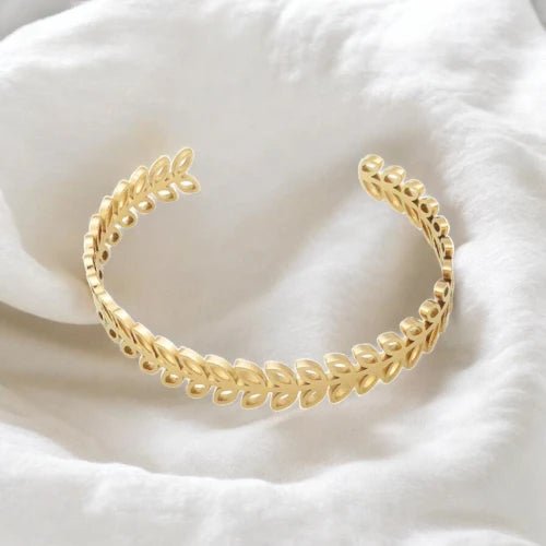 Ατσάλινο βραχιόλι χειροπέδα με σχέδιο σιτάρι (B3310) - charmy.gr