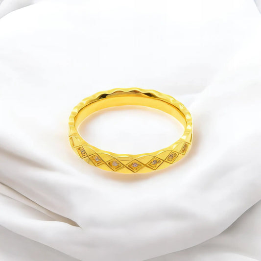 Ατσάλινο δαχτυλίδι βεράκι επιχρυσωμένο (R3021) - charmy.gr