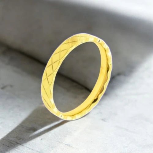 Ατσάλινο δαχτυλίδι βεράκι επιχρυσωμένο (R3028) - charmy.gr