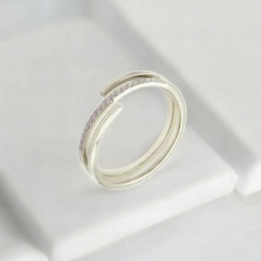 Ατσάλινο δαχτυλίδι βεράκι με ζιργκόν χρώμα ασημί (R3026) - charmy.gr