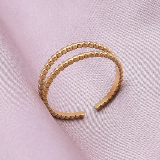 Ατσάλινο δαχτυλίδι διπλό επιχρυσωμένο 18k (R1354)