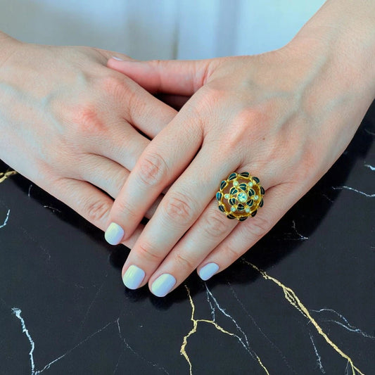 Ατσάλινο δαχτυλίδι λουλούδι με ζιργκόν (R3114) - charmy.gr