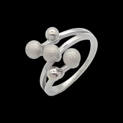 Ατσάλινο δαχτυλίδι με μεταλλικές χάντρες (R3094) - charmy.gr