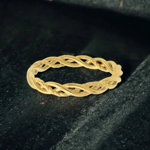 Ατσάλινο δαχτυλίδι με πλεκτή σχεδίαση (R3075) - charmy.gr