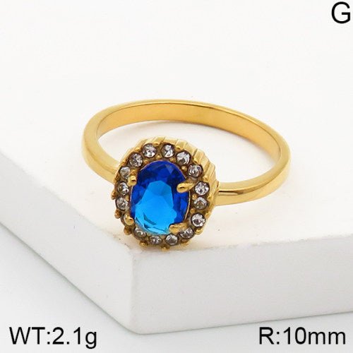 Ατσάλινο δαχτυλίδι μπλε ροζέτα (R3045) - charmy.gr