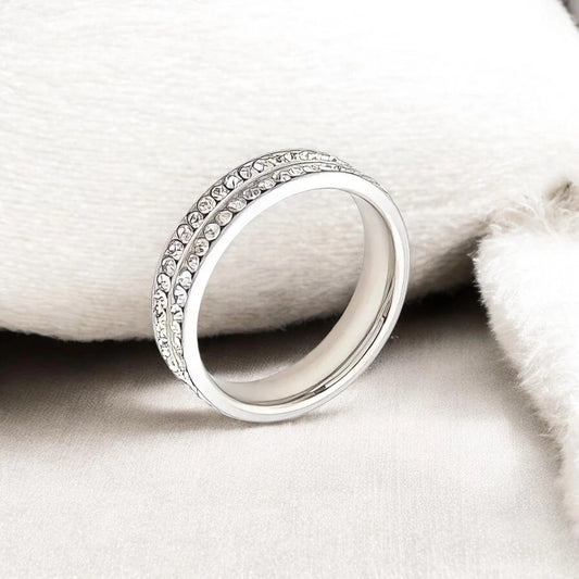 Ατσάλινο δαχτυλίδι ολόβερο χρώμα ασημί (R3058) - charmy.gr