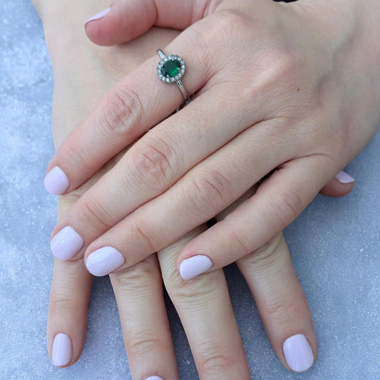 Ατσάλινο δαχτυλίδι ροζέτα με πράσινη πέτρα ζιργκόν (R3079) - charmy.gr