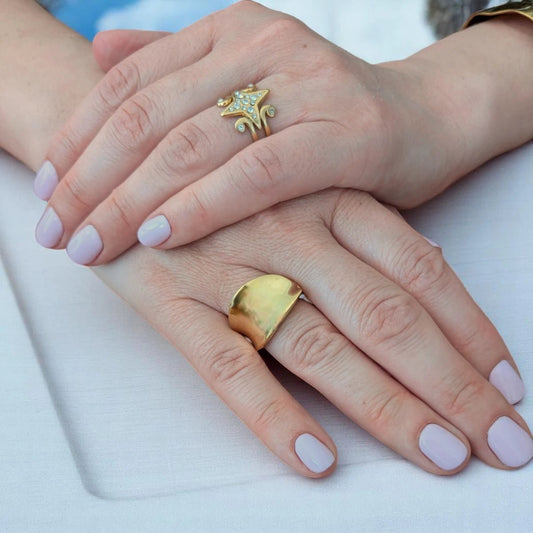 Ατσάλινο δαχτυλίδι ρυθμιζόμενο αστέρι ζιργκόν (R3084) - charmy.gr