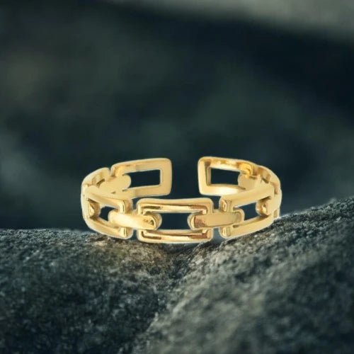 Ατσάλινο δαχτυλίδι ρυθμιζόμενο επιχρυσωμένο (R3089) - charmy.gr