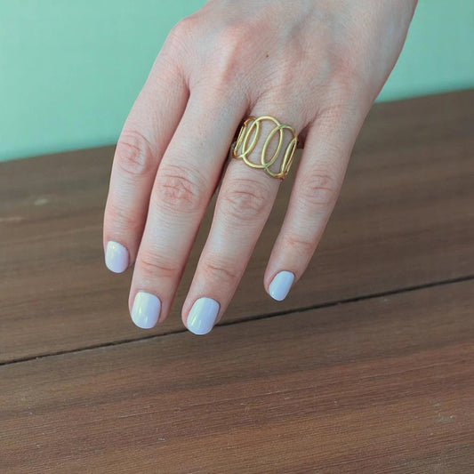 Ατσάλινο δαχτυλίδι ρυθμιζόμενο χρώμα χρυσό (R1329 - 1) - charmy.gr