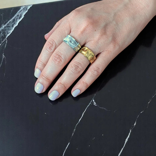 Ατσάλινο δαχτυλίδι σφυρήλατο χρώμα ασημί one size (R1336 - 1) - charmy.gr