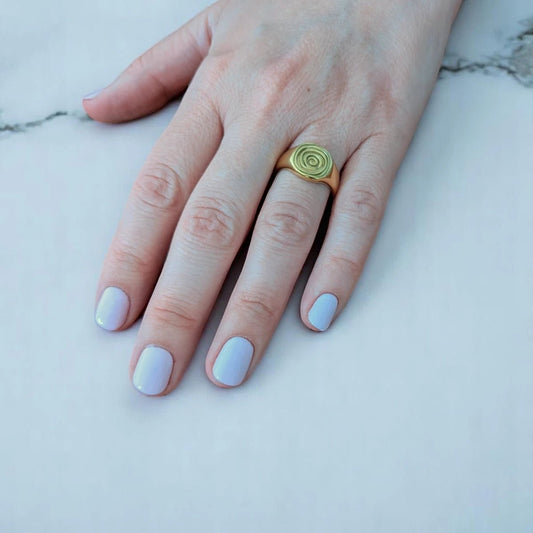 Ατσάλινο δαχτυλίδι σχέδιο σπείρα one size 18k (R1385) - charmy.gr