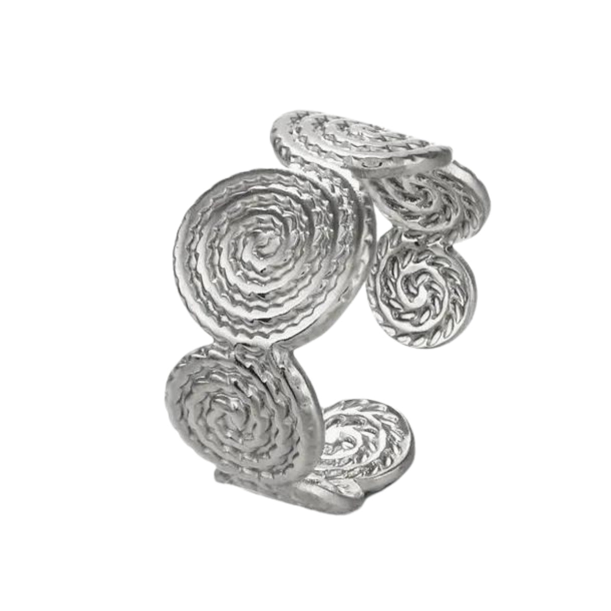 Ατσάλινο δαχτυλίδι σχέδιο σπείρα χρώμα ασημί (R1393) - charmy.gr