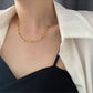 Γυναικείο ατσάλινο κολιέ διπλό επιχρυσωμένο με μικρούς κύβους (N1202)  - necklace - charmy.gr