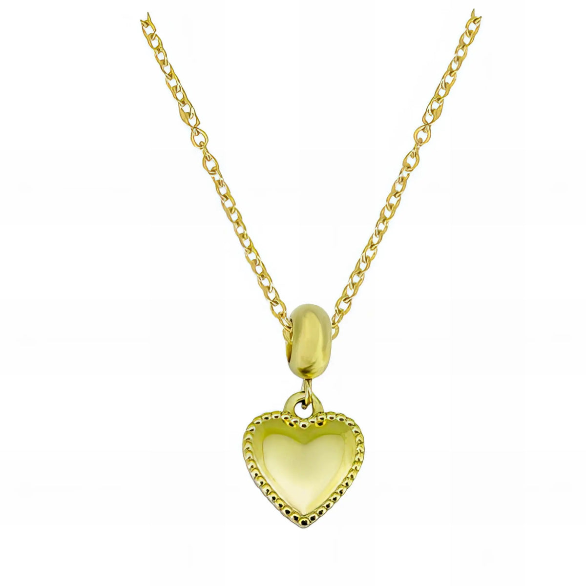 Ατσάλινο κολιέ καρδιά επιχρυσωμένο 18k (N3000) - charmy.gr