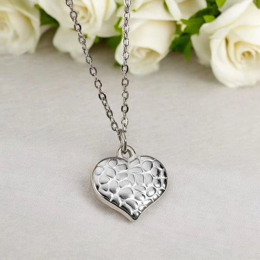 Ατσάλινο κολιέ καρδιά χρώμα ασημί (N1586) - charmy.gr