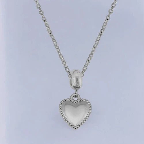 Ατσάλινο κολιέ καρδιά χρώμα ασημί (N3001) - charmy.gr