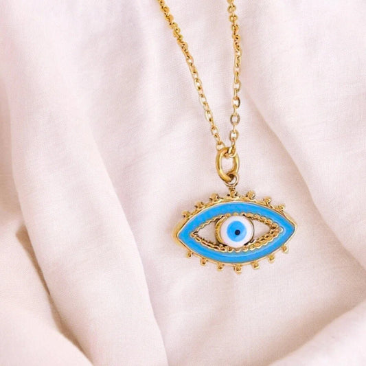 Ατσάλινο κολιέ ματάκι 18k (N1707) - charmy.gr