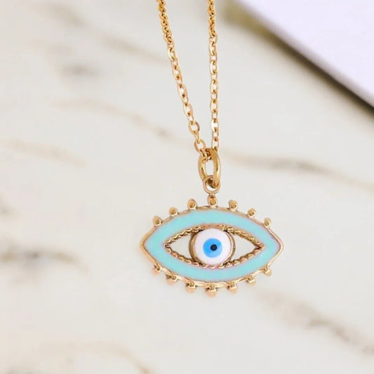 Ατσάλινο κολιέ ματάκι 18k (N1712) - charmy.gr