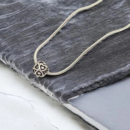 Ατσάλινο Κολιέ με Διακοσμητική Χάντρα σε Σχέδιο Καρδιάς (N3204) - charmy.gr