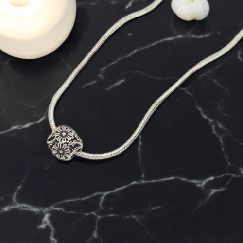 Ατσάλινο Κολιέ με Διακοσμητική Χάντρα Σχέδιο Λουλουδιού(N3203) - charmy.gr