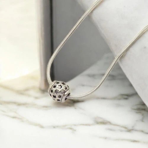 Ατσάλινο Κολιέ με Σφαίρα Αστέριων (N3213) - charmy.gr