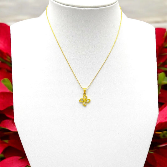 Ατσάλινο κολιέ με τετράφυλλο τριφύλλι επιχρυσωμένο (N3065) - charmy.gr