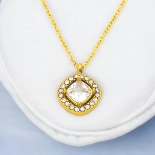 Ατσάλινο κολιέ ροζέτα επιχρυσωμένο (N3150) - charmy.gr